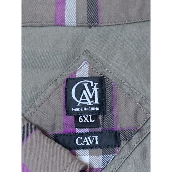 CAVI Mens 6XL Purple Gray Plaid Short Sleeve Button Up Shirt *See Measurements - Picture 7 of 10